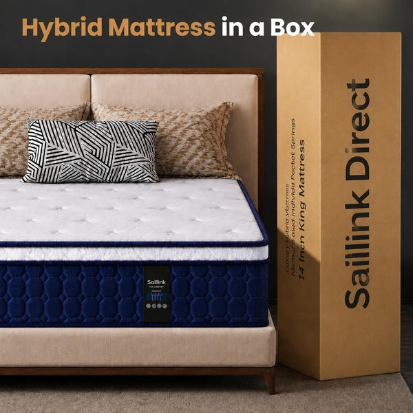 Queen Size Mattress,14 Inch Hybrid Mattress in a Box, Medium Firm Gel-Memory Foam with Individual Pocket Springs,Motion Isolation&Pressure Relief, Certipur-Us(Queen Size)8