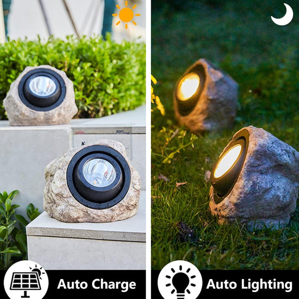 Rock Solar Garden Lights, Super Bright Solar Spot Lights, Solar Powered Landscape Lights Outdoor Decorative Waterproof LED Lights for Pathway, Walkway, Yard4