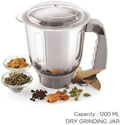 Excel Pro 3-Jar Mixer Grinder Kitchen Grinding Genius 750 Watt Powerful Motor, 3 Variable Speed with Incher, 110V,Blue3