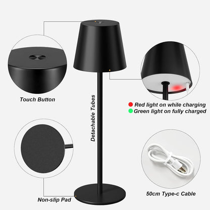 Rechargeable Table Lamp, Cordless Battery Operated Lamps, Black5