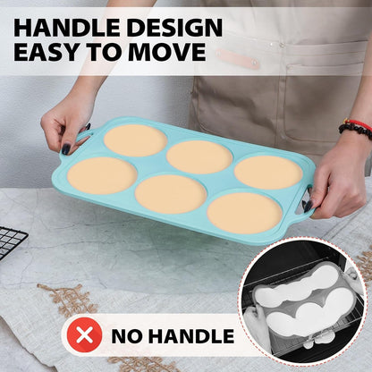 Nonstick Silicone Muffin Top Pan: 4 Inch Jumbo Silicone Egg Molds Frame | with Metal Frame for Baking Breakfast Sandwiches/English Muffins Egg Bites Hamburger Buns - Oven Housewife7