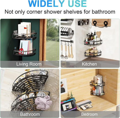 Corner Shower Caddy for Bathroom Storage,Black,2 Pack7