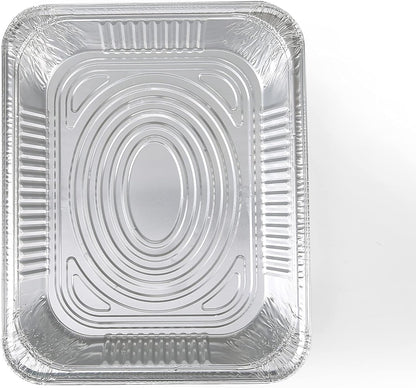 Disposable Half Size Deep Steam Table Pans, 12.5 X 10.25 X 2.5", 2 Ct | Heavy-Duty Foil Design, for Steaming, Baking, Roasting, Meal Prep, Catering, and Freezer Storage, Daily5