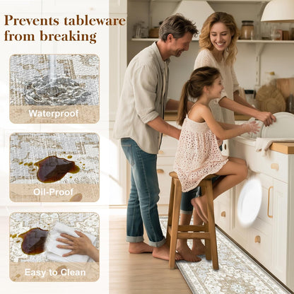 Boho Kitchen Mats for Floor 2PC anti Fatigue Kitchen Rugs, Beige Tan | 17.3"X47"+17.3"X28", PVC Cushioned Comfort, Waterproof Wipe Clean, Non-Slip, 2/5 Inch Farmhouse Standing Mat for Laundry5