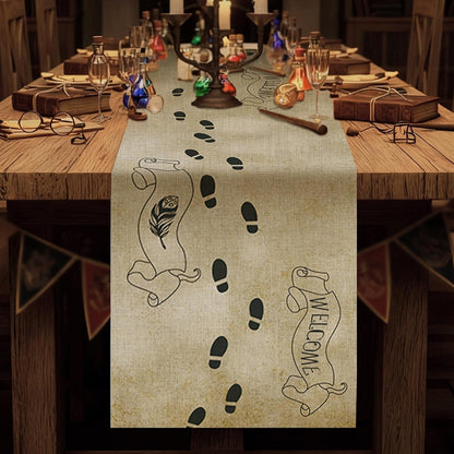 1 Pcs Footprint Map Magical Wizard Table Runner Wizard Party Decor1