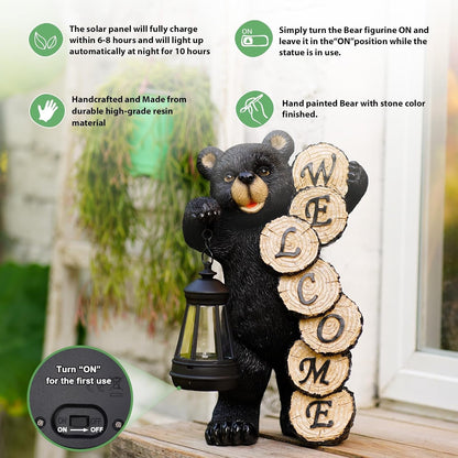 Solar Bear for Garden Decor: Weatherproof Resin Statues4