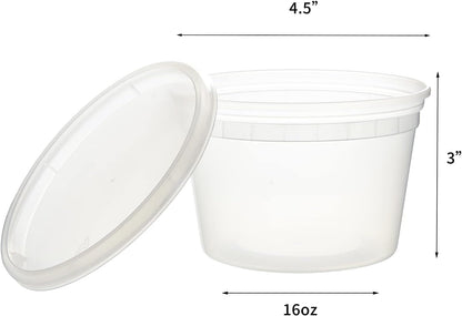 [48Set - 16Oz.] Plastic Deli Food Storage Containers with Plastic Lids, Disposable Togo Containers for Soup, Meal Prep, Slime | BPA Free | Stackable | Leakproof | Microwave | Dishwasher | Freezer Safe2