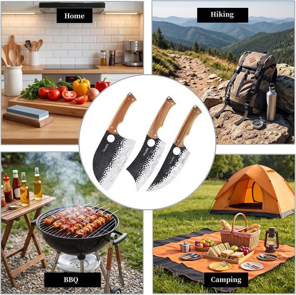 Butcher Knife Set, Hand Forged Kitchen Knife Set for Home,Bbq, and Camping4