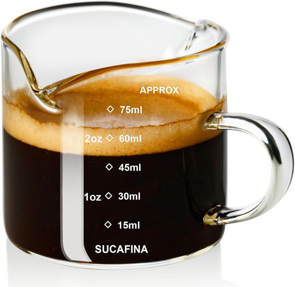 Espresso Measuring Cup, 2.5 Oz Double Spout Glass with Handle1