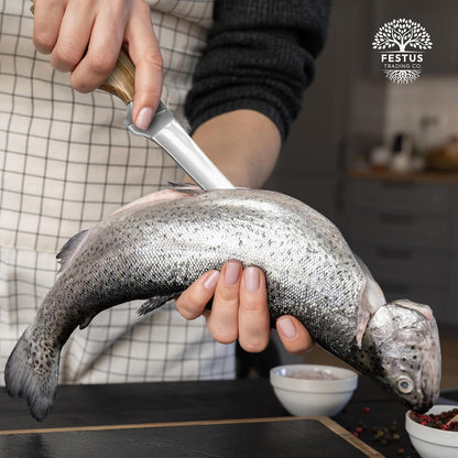 Filet Knife - 6-Inch Japanese Boning Knife | Hard D2 Steel Alloy Fish Fillet Knife | Professional Chef Poultry Knife | Sharp Blade with Ergonomic Wood and Epoxy Resin Handle9