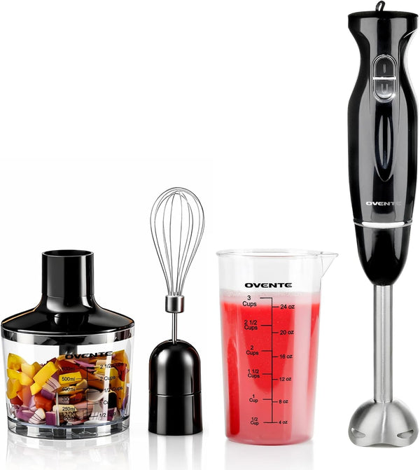 Electric Hand Blender Set with 2 Mixing Speeds, 300W Black HS565B | Corded Immersion Handheld Stick Mixer with Stainless Steel Blades, Egg Whisk, Beaker & Bpa-Free Food Chopper1