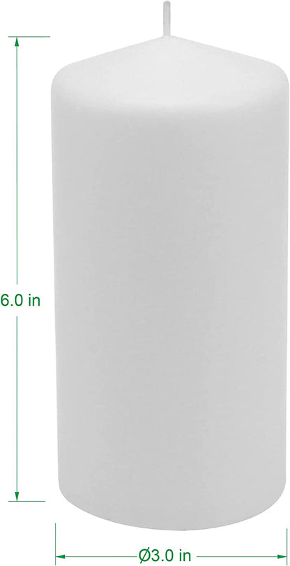 Unscented White Tall Pillar Candles, 65 Hour Burning Candle Pillars, Perfect for Decor, Weddings, Emergencies 3" X 6", 6 Count6
