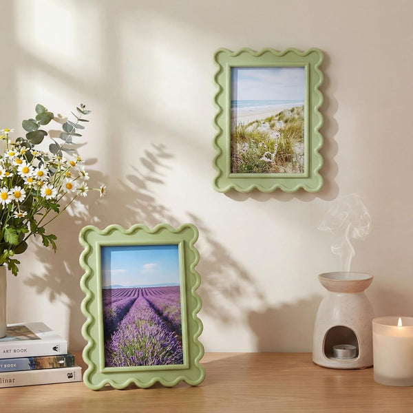 4X6 Inches Light Green Flower Wavy Scalloped Picture Frame Cute6