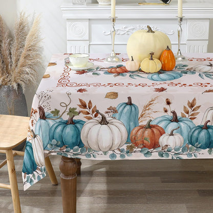 Fall Tablecloth 60X84 Inch - Fall Decorations for Home | Pumpkins Farm Water Resistant Rustic Table Cloth Rectangle for Party, Dinning, Home1