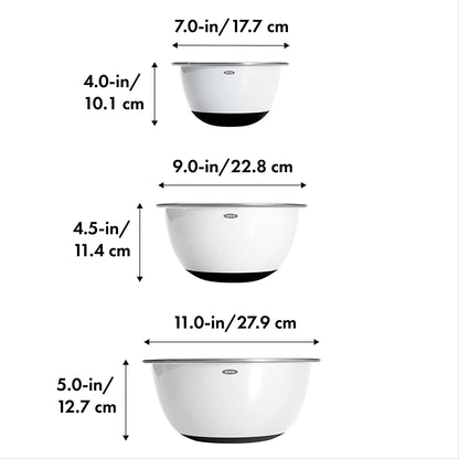 OXO Good Grips Mixing Bowl Set - 3-Piece, Stainless Steel | Nesting Bowls for Baking and Cooking, Non-Slip Base, Dishwasher Safe6