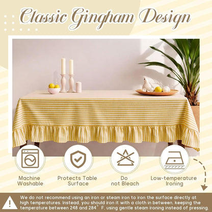 Yellow Striped Ruffled Rectangular Tablecloth 52 X 70 Inches5