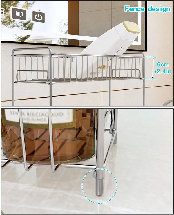 2-Tier Bathroom Storage Organizer Rack, Stainless Steel Shower Caddy, Counter and Vanity Shelf5