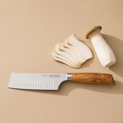 6.5” Nakiri Knife – Swedish Steel, Olive Wood Handle, Daily Prep2
