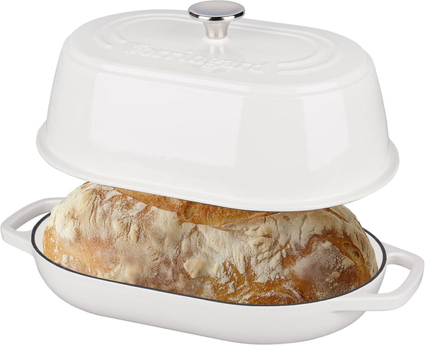 Enameled Cast Iron Dutch Oven Pot with Dome Lid, Oval Bread Oven for Homemade Sourdough Bread Baking, Oven Safe up to 500°F, 6 Quart, White1