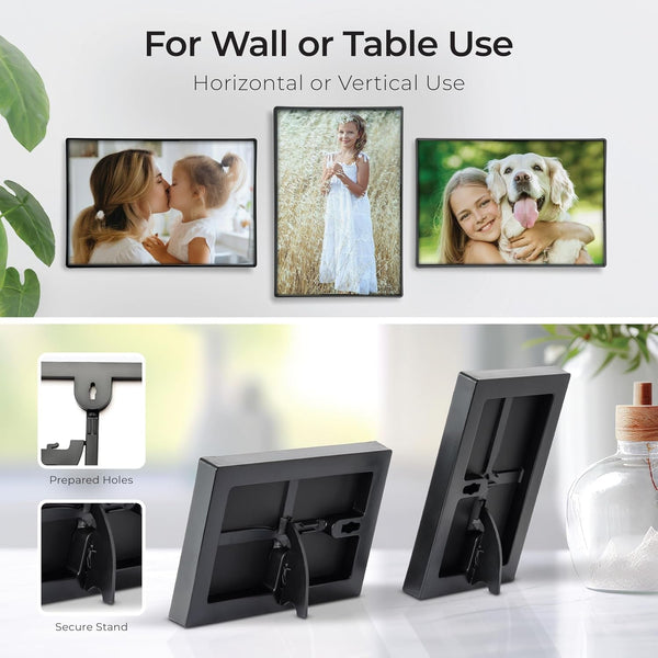 4X6 Picture Frame Set - Black 4X6 Frames for Photos, Artwork, and Postcards - Bulk Pack of 12 Black Picture Frames with Front-Loading Glass, Vertical/Horizontal5