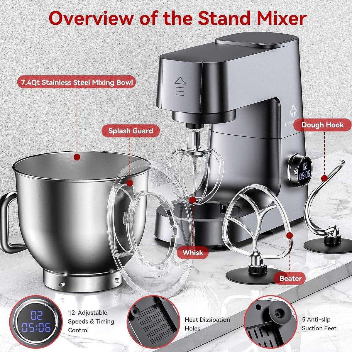 7-4-qt-kitchen-in-the-box-stand-mixer-for-baking-electric-spiral-mixer-with-dough-hook-cake-mixer-with-bowl-stand-beater-800w-12-speed-tilt-head-food-mixer-electric-spiral-mixer-with-dough-hook-wire-whip-beater-800w-12-speed-tilt-head-food-mixer-grey