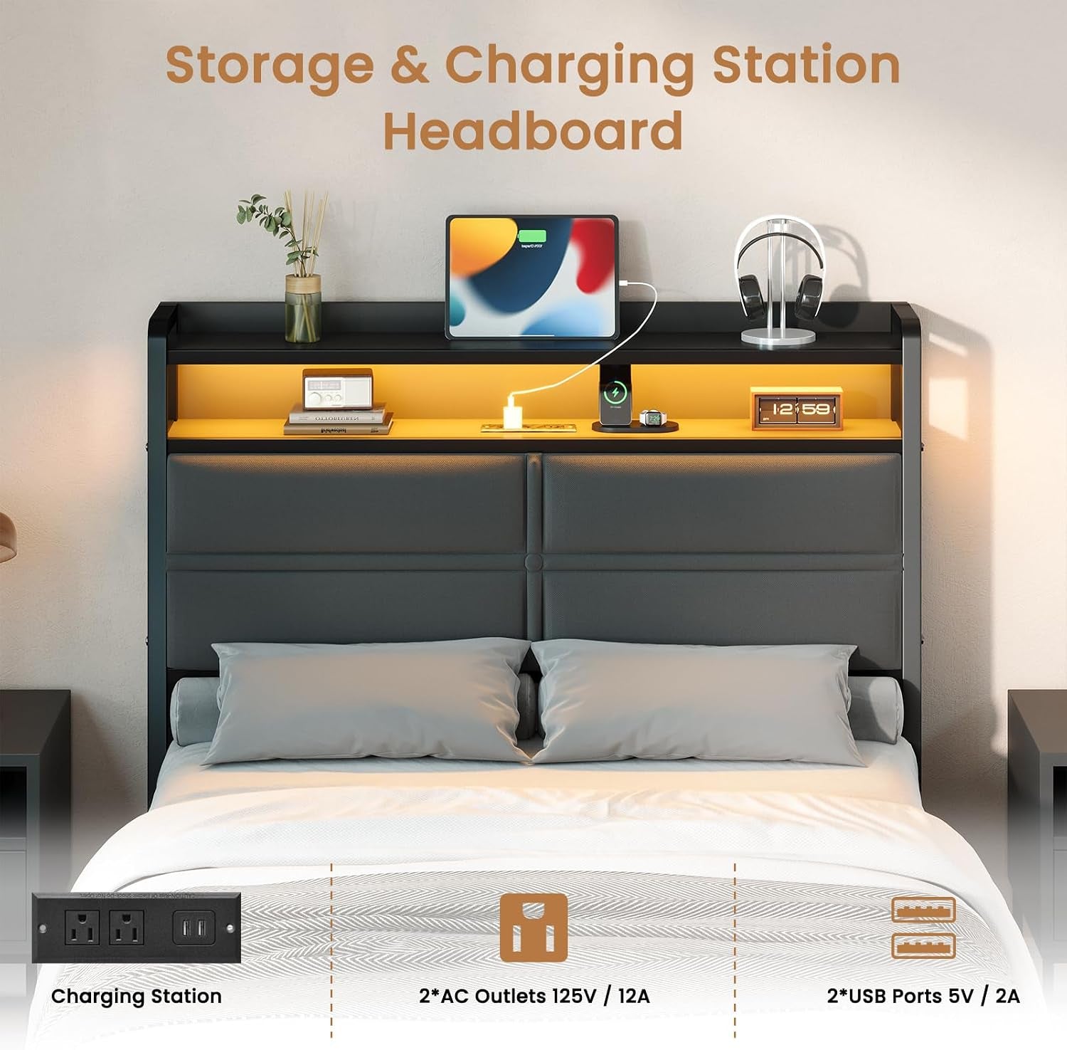 twin-bed-frame-with-led-lights-and-charging-station-dark-grey