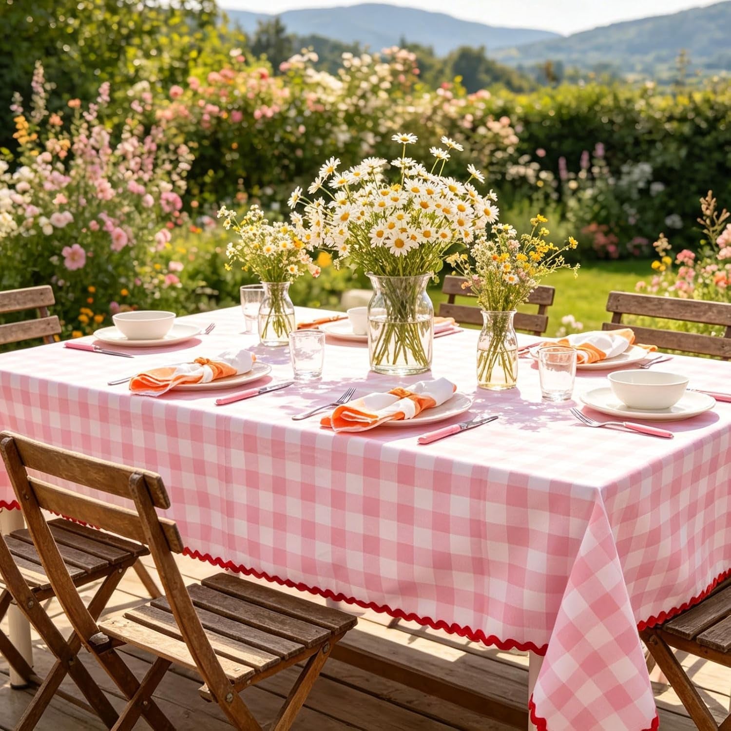 plaid-tablecloth-with-rick-rack-pink-gingham-scalloped-table-cloth-checkered-waterproof-rectangle-table-cover-for-spring-picnic-party-home-kitchen-decoration-55-x-70-inch