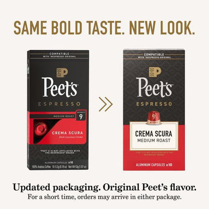 Peet'S Coffee, Medium Roast Espresso Capsules, Compatible with Nespresso Original Machine, 100% Arabica Coffee - Crema Scura Intensity 9, 50 Count (5 Boxes of 10 Espresso Capsules)4