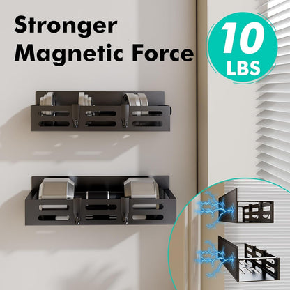 2 Pack Magnetic Spice Rack for Refrigerator, Black Magnetic Shelf and Fridge Kitchen Cabinet Organizers Storage Seasoning Organization Mini Shelves, Organizadores De Cocina3
