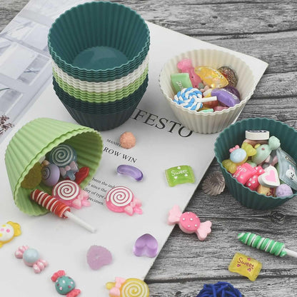 24 Pack Silicone Baking Cups Reusable Muffin Liners Non-Stick Cup Cake Molds Set Cupcake Silicone Liner Standard Size Silicone Cupcake Holder Silicon Cups for Baking Bpa Free (4 Colors)7