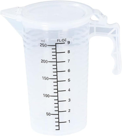 250 ML Plastic Measuring Cup with Lid,Large Capacity Measuring Container with Handle and Pour Spout Kitchen Cooking Pastry Baking Accessories1