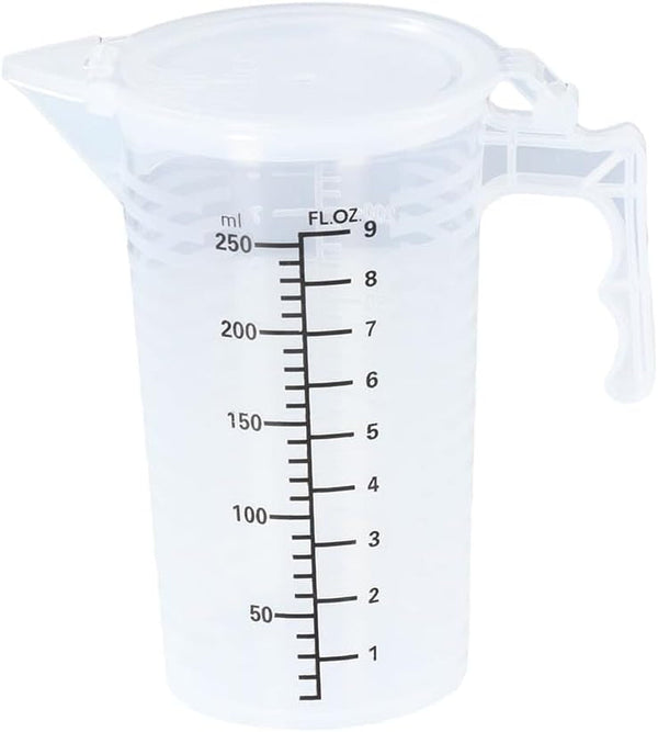 250 ML Plastic Measuring Cup with Lid,Large Capacity Measuring Container with Handle and Pour Spout Kitchen Cooking Pastry Baking Accessories1