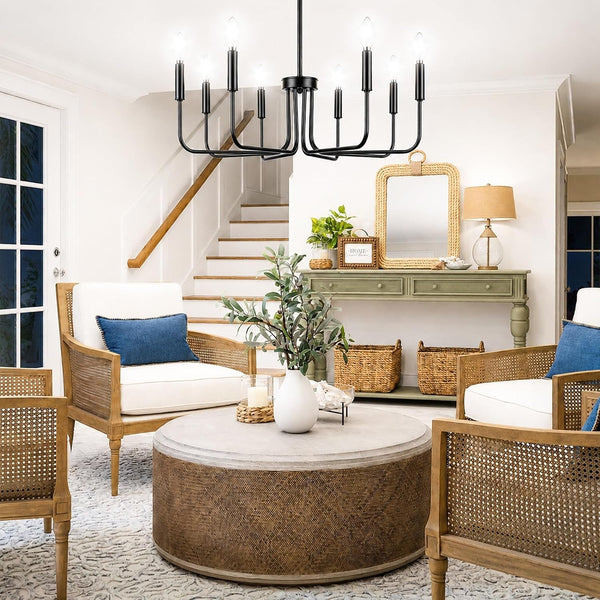8-Light Black Chandelier, Farmhouse Hanging Light for Dining Room9