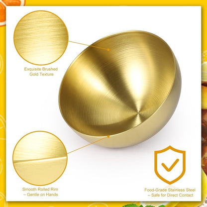 10-Pack Mixing Bowls, Gold Stainless Steel 5.9 Inch – Decorative Metal Serving Bowls for Salad, Fruit, Soup, Baking, Prepping, Wedding & Party6