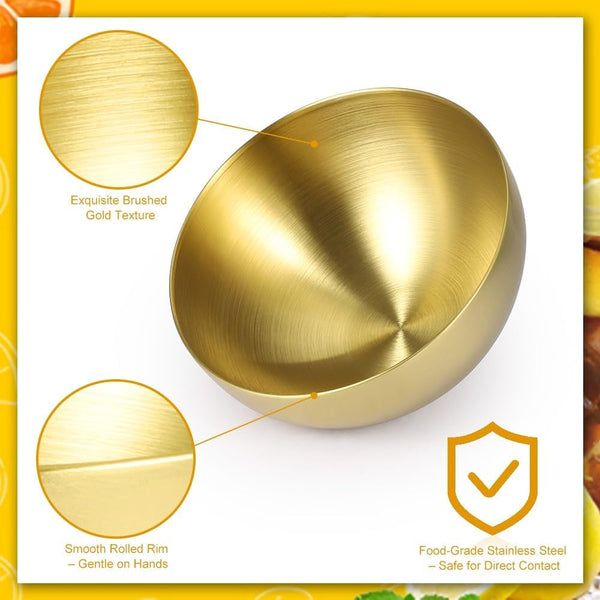 10-Pack Mixing Bowls, Gold Stainless Steel 5.9 Inch – Decorative Metal Serving Bowls for Salad, Fruit, Soup, Baking, Prepping, Wedding & Party6