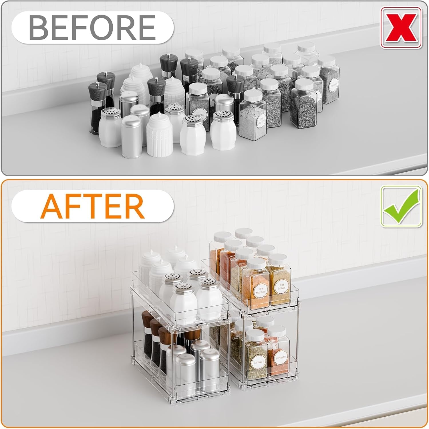 2-pack-2-tier-vertical-spice-rack-pull-out-10-4-deep-narrow-slide-out-spice-rack-organizer-for-inside-cabinets-kitchen-pantry-cupboard-seasoning-can-jar-organizer-and-medicine-cabinet-storage