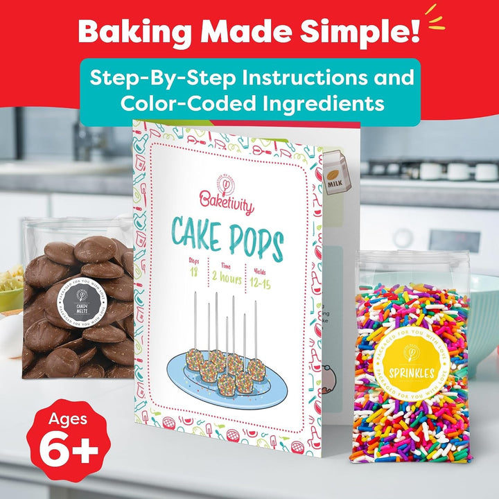 DIY Cake Pop Kids Baking Kit with Pre-Measured Ingredients | Bake 10–12 Treats with Decorating Supplies, Activity Book, and Simple Recipe Gift Idea for Boys and Girls Ages 4-12+2