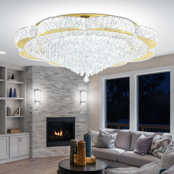 Modern Crystal Chandelier for Living Room 40In Gold Crystal Raindrop Ceiling Light for Room Bedroom LED Dimmable 3000-6000K2