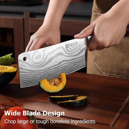 Cleaver Knife 7 Inch, Ultra Sharp Meat Cleaver, High Carbon Stainless Steel Butcher Knife with Wood Handle, Gifts for Men6