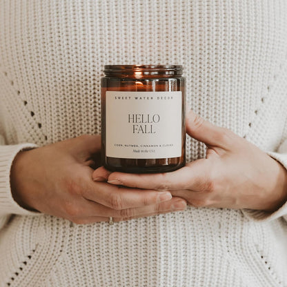 Hello Fall Candle, 9Oz Amber Jar, Autumn Scents for Home7