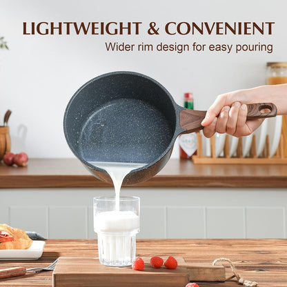 Nonstick Saucepan with Lid, 1.5 Quarts Small Pot with Swiss Granite Coating, Stay-Cool Handle, Multipurpose Handy Sauce Pot Small Kitchen Cooking Pot, Induction Comptable, PFOA Free | Small Pot with Swiss Granite Coating, Sauce Pot Kitchen Cooking Pot, Induction Compatible3