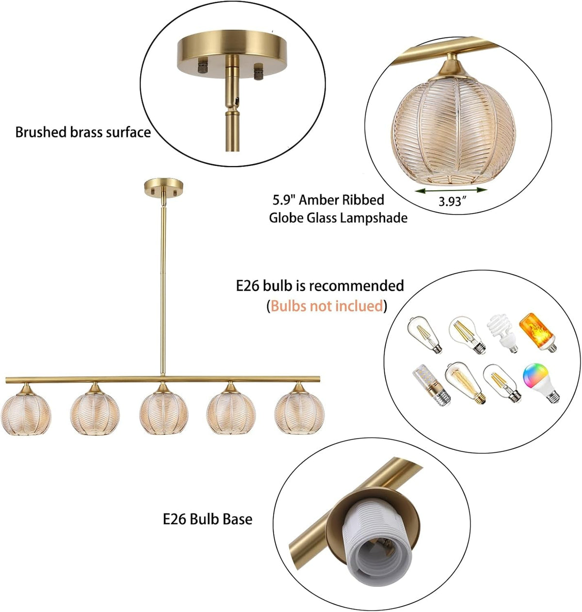 modern-brushed-brass-linear-chandelier-amber-ribbed-glass-shade-5-lights-gold-mid-century-sputnik-globe-pendant-light-farmhouse-ceiling-hanging-light-fixture-dining-room-kitchen-island