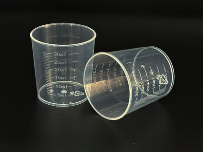 100 Pcs 30Ml/1.02Oz Plastic Measuring Cup Transparent Clear Liquid Mixing Medicine Cups Labs Graduated Baking Beaker Measure Jugs Set Kitchen Cooking Measure Tool Home6
