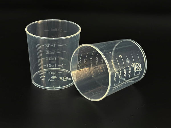 100 Pcs 30Ml/1.02Oz Plastic Measuring Cup Transparent Clear Liquid Mixing Medicine Cups Labs Graduated Baking Beaker Measure Jugs Set Kitchen Cooking Measure Tool Home6