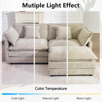 76.7" Camel Small L Shaped Cloud Couch Loveseat Sofa with Ottoman9