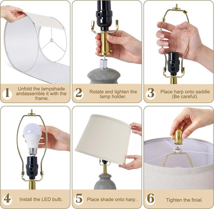 22.75" Ceramic Table Lamps Set of 2, Nightstand Lamps, Bedside Lamps8
