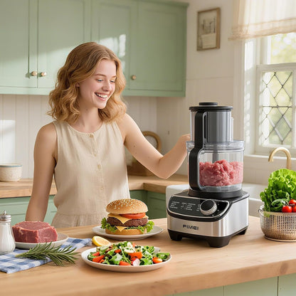 12-Cup Food Processor and Vegetable Chopper, 600W Electric Food Chopper for Slicing, Shredding, Chopping, Pureeing, Dough, Baby Food Maker, Large Feed Chute, Dishwasher Safe Bowl | 600W Electric Food Chopper with Triple Safety Lock, Baby Food Maker, Large Feed Chute, and Dishwasher‑Safe Removable Bowl2