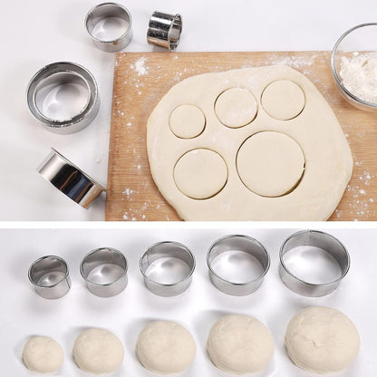 5 Pieces Biscuit Cookie Cutters Set,Stainless Steel Circle round Cookie Biscuit Cutters in Graduated Sizes Shape Molds for Pastries Doughs Doughnuts2