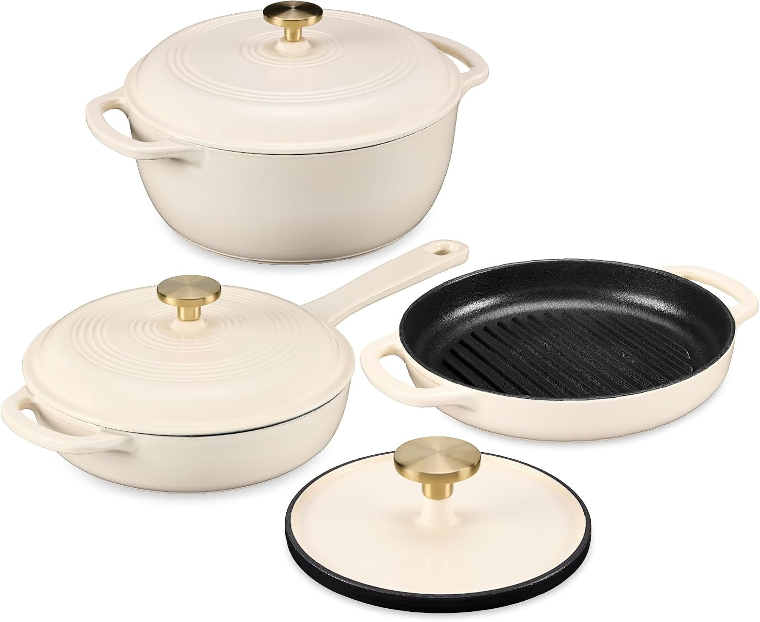 best-choice-products-6-piece-cast-iron-cookware-set-ceramic-coated-6qt-dutch-oven-2qt-skillet-w-lid-10-grill-pan-w-press-non-toxic-heavy-duty-gas-induction-compatible-pfas-free-vanilla