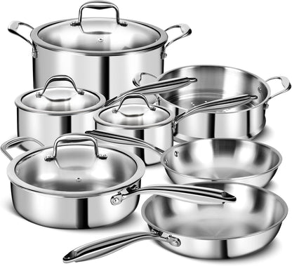 3 Ply Stainless Steel 11-Piece Cookware Set with Lids, Pots and Pans Kitchen Set, Non-Toxic, Induction, Oven, Dishwasher Safe, Professional Chef Quality1